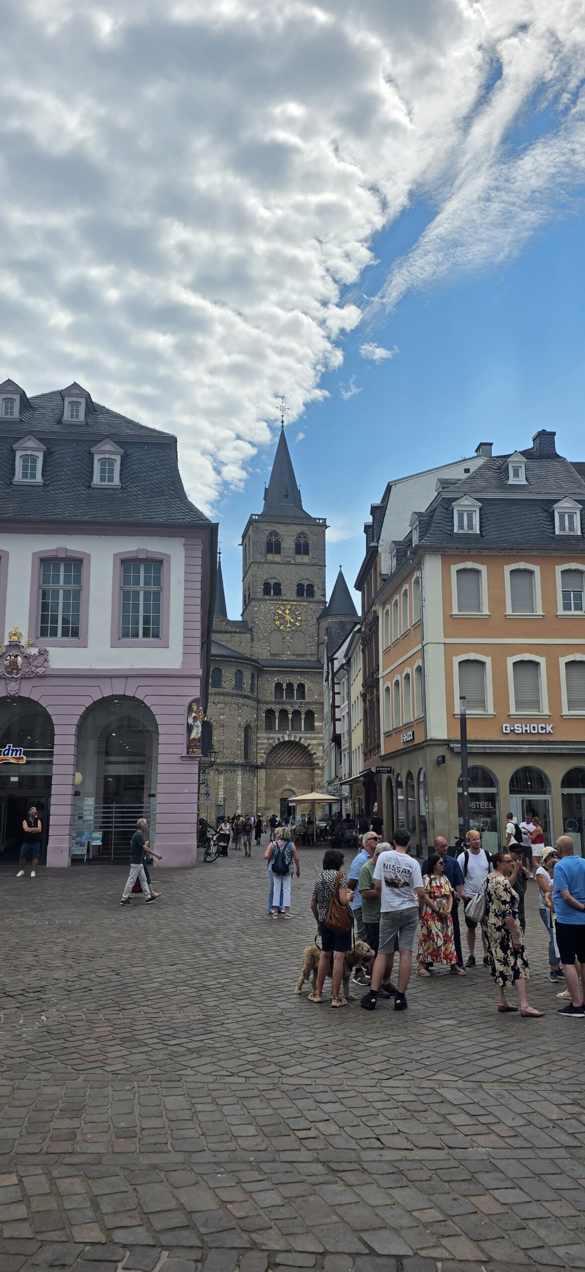 Colorful gabled houses around the market square in Trier