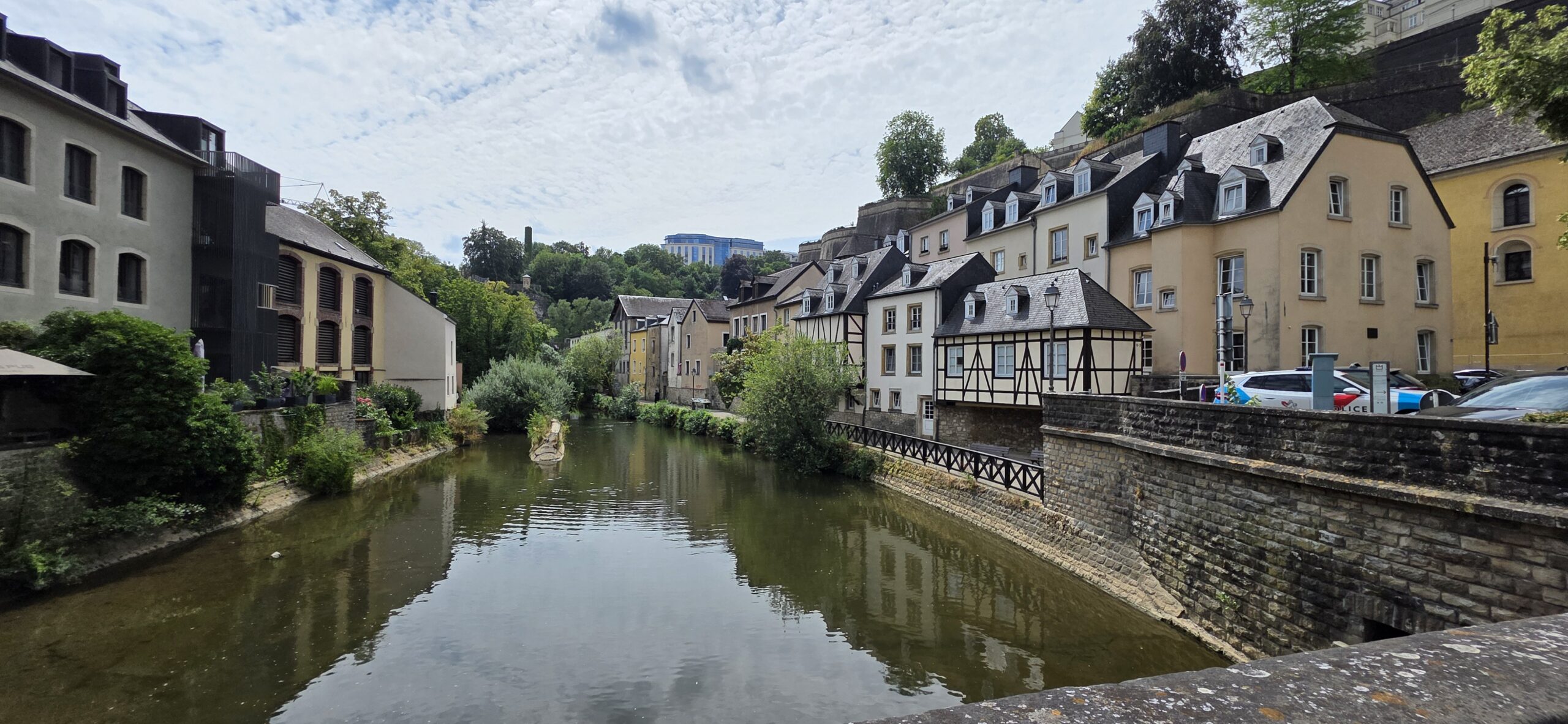 The Grund, Luxembourg City's lower town, sitting along the river beneath the cliffs