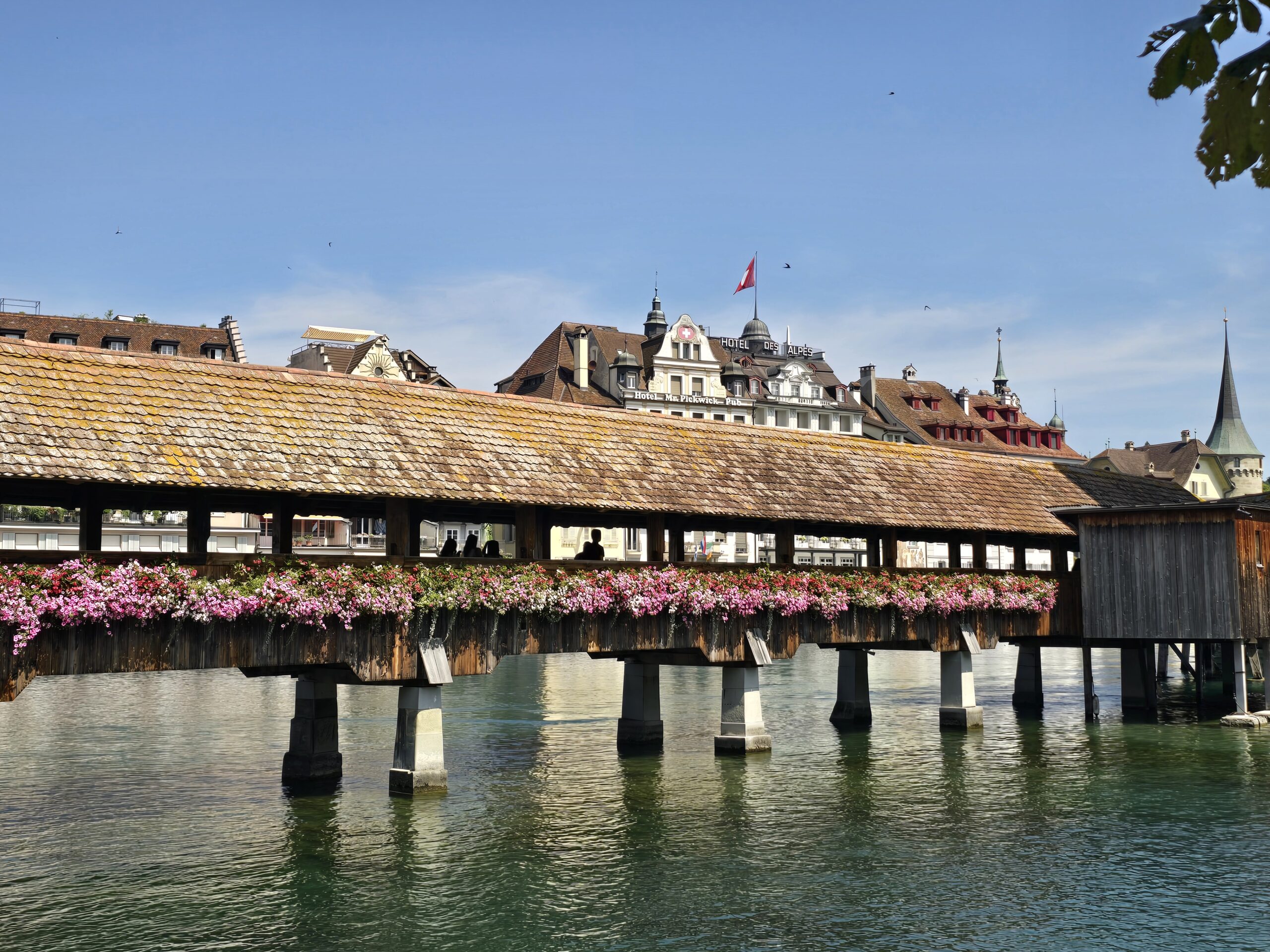 The old town of Lucerne, Switzerland, along the waterfront