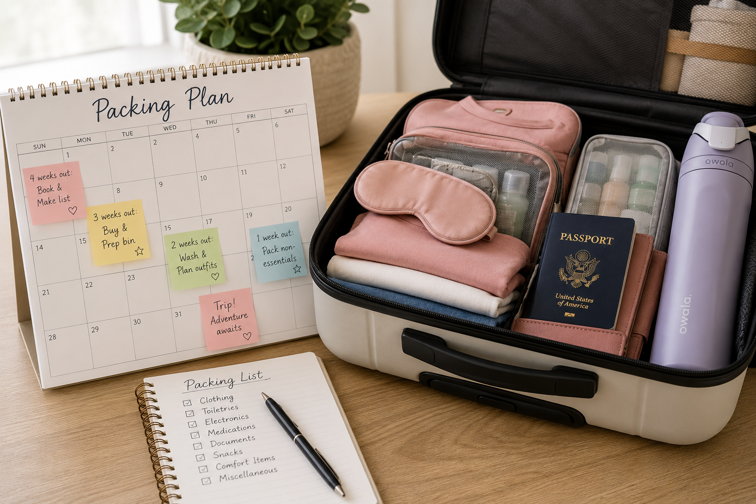 Packing gradually in the weeks before a trip